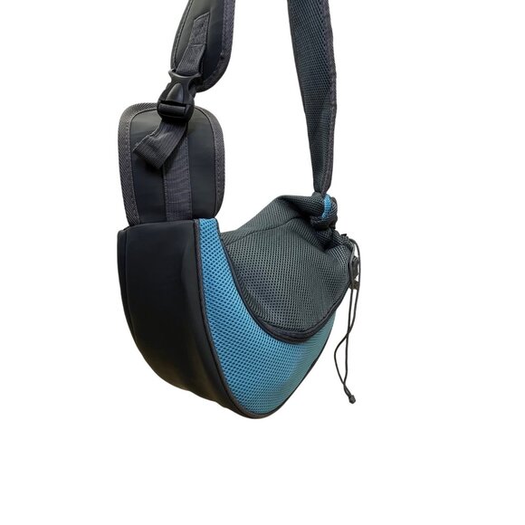 Popcorn Sky Blue Mesh Adjustable Strap Zipper Closure Pet Carrier Shoulder Bag - Picture 7 of 11